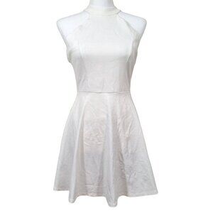 Lulu's Juniors White Halter Lace Back Skater Dress Size Small
